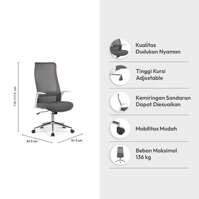 Gambar Informa Lumos Kursi Kantor Sandaran Tinggi - Abu-Abu