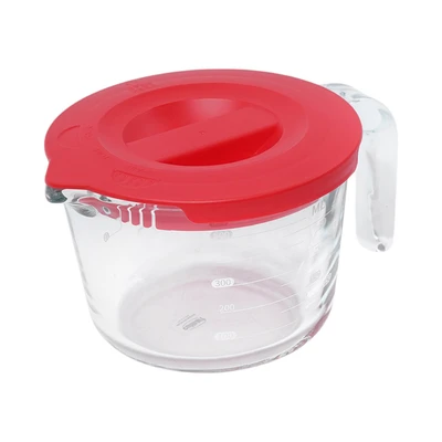 Gambar Culinart Gelas Takar Kaca Dengan Tutup 500 ml - Merah