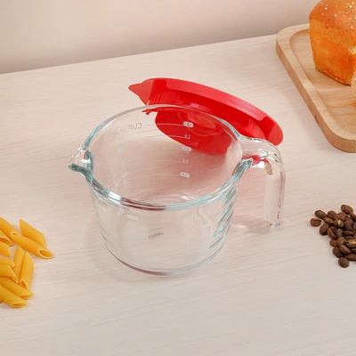 Gambar Culinart Gelas Takar Kaca Dengan Tutup 500 ml - Merah