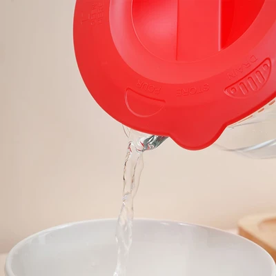 Gambar Culinart Gelas Takar Kaca Dengan Tutup 1 Liter - Merah