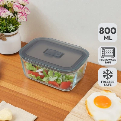 Gambar Picas Wadah Makanan Kaca Rectangular 800 ml - Abu-Abu