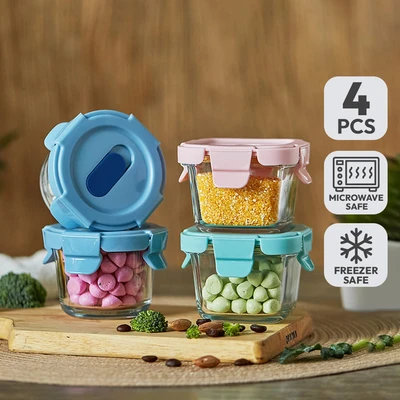 Gambar Picas Wadah Makanan Kaca Mini Set 4 pcs Random