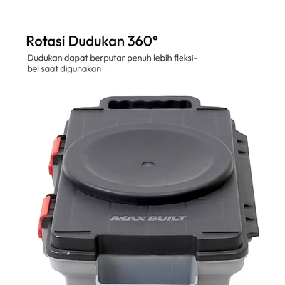 Gambar Maxbuilt Kotak Perkakas Dengan Tempat Duduk & Roda - Hitam