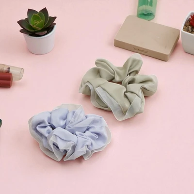 Gambar Ataru Ikat Rambut Scrunchy Satin dengan Lace Random