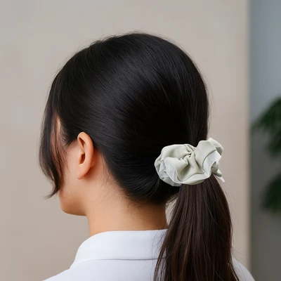 Gambar Ataru Ikat Rambut Scrunchy Satin dengan Lace Random