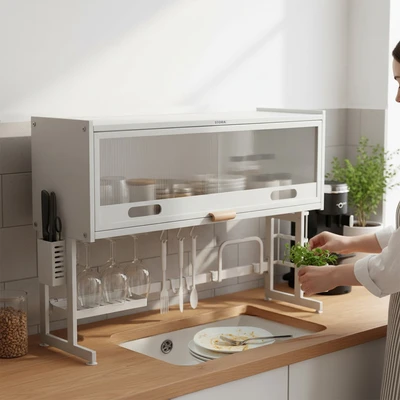 Gambar Stora Rak Piring Dengan Kabinet Adjustable - Putih