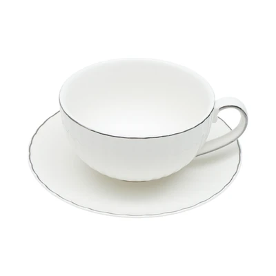 Gambar Appetite Lacy Cangkir & Saucer Porcelain Dengan Rak 250 ml Set 13 pcs - Putih
