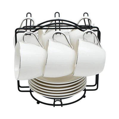 Gambar Appetite Luddy Cangkir & Saucer Porcelain Dengan Rak 220 ml Set 13 pcs - Putih
