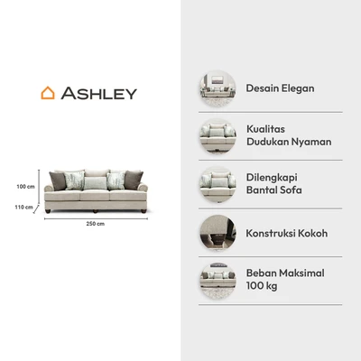 Gambar Ashley Akinlane Sofa Fabric 3 Seater - Abu-Abu