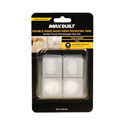 Gambar Maxbuilt Selotip Double Tape Nano Mesh Square 3.15x3.15 cm Set 16 pcs - Putih