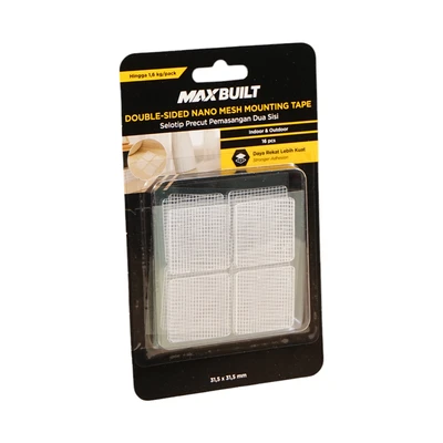 Gambar Maxbuilt Selotip Double Tape Nano Mesh Square 3.15x3.15 cm Set 16 pcs - Putih