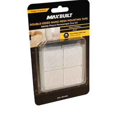 Gambar Maxbuilt Selotip Double Tape Nano Mesh Square 3.15x3.15 cm Set 16 pcs - Putih