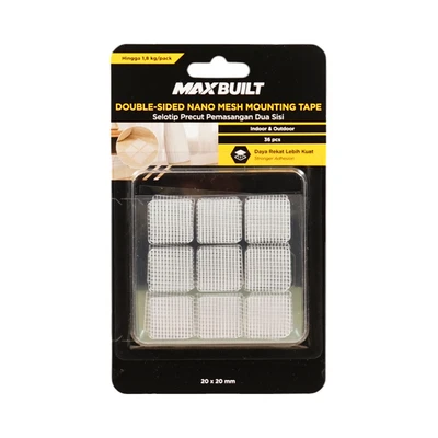 Gambar Maxbuilt Selotip Double Tape Nano Mesh Square 2x2 cm Set 36 pcs - Putih