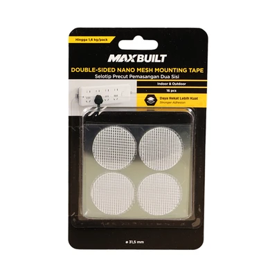 Gambar Maxbuilt Selotip Double Tape Nano Mesh Circle 3.15 cm Set 16 pcs - Putih