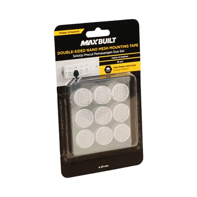 Gambar Maxbuilt Selotip Double Tape Nano Mesh Circle 2 cm Set 36 pcs - Putih