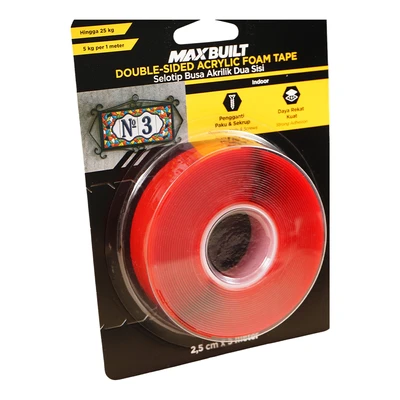 Gambar Maxbuilt 5 Mtr Selotip Double Tape Foam Akrilik Transparan