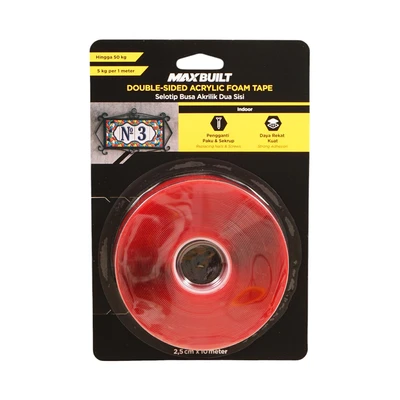 Gambar Maxbuilt 10 Mtr Selotip Double Tape Foam Akrilik Transparan
