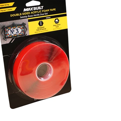 Gambar Maxbuilt 10 Mtr Selotip Double Tape Foam Akrilik Transparan