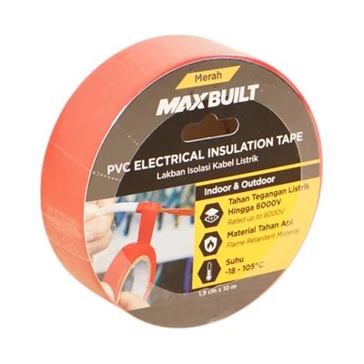 Gambar Maxbuilt 10 Mtr Lakban Isolasi Kabel Listrik - Merah