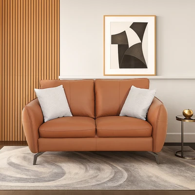 Gambar Ferrara Charles Sofa Kulit 2 Seater - Cokelat