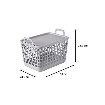 Gambar Informa Wilio Keranjang Penyimpanan Dengan Tutup 33x23.5x25.2 cm - Abu-Abu