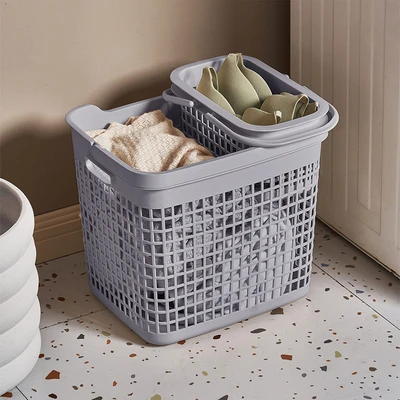 Gambar Informa Wilio Keranjang Laundry Hamper 38x29.5x33 cm - Abu-Abu
