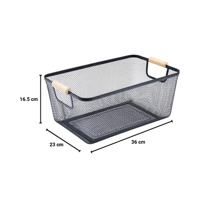 Gambar Stora Keranjang Penyimpanan Wire 36x23x16.5 cm - Hitam