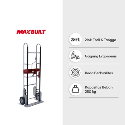 Gambar Maxbuilt Troli Barang Dengan Stair Climbing 250 kg - Abu-Abu