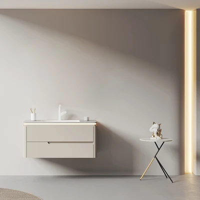 Gambar Informa Leisha Kabinet Kamar Mandi LED Dengan Laci Penyimpanan - Krem Beige