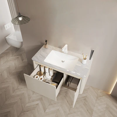 Gambar Informa Leisha Kabinet Kamar Mandi 1 Pintu LED Dengan Laci - Krem Beige