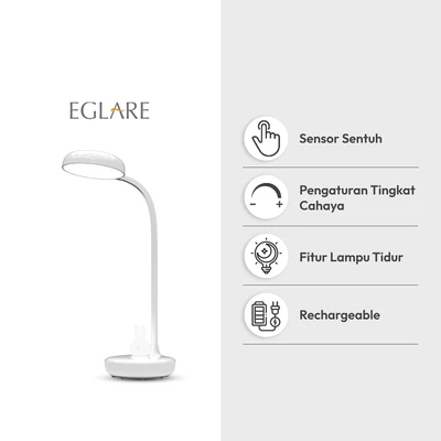 Gambar Eglare Lampu Meja LED Rechargeable 5 Watt Bunny - Putih