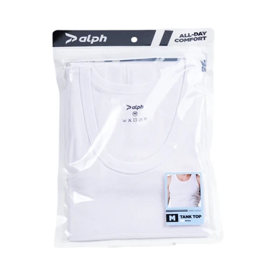 Gambar Alph Ukuran M Tank Top Pria Basic - Putih