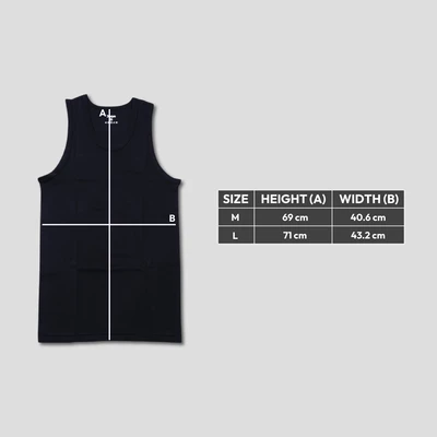 Gambar Alph Ukuran L Tank Top Pria Basic - Hitam