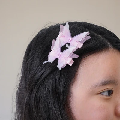 Gambar Ataru Jepitan Rambut Anak Butterfly Satin Set 2 pcs Random