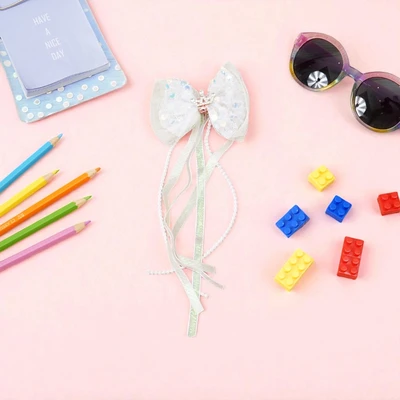 Gambar Ataru Jepitan Rambut Anak Ribbon Long Sequin Random
