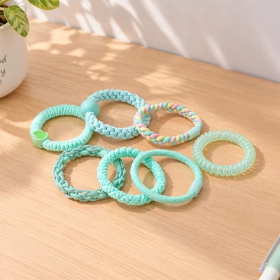 Gambar Ataru Ikat Rambut Dengan Kotak Mix Design Set 7 pcs - Hijau