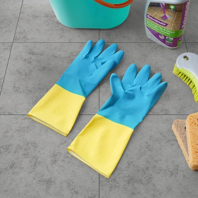 Gambar Proclean Ukuran M Sarung Tangan Panjang Latex - Biru/Kuning