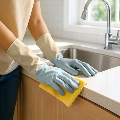 Gambar Proclean Sarung Tangan Panjang PVC Two Tone - Biru
