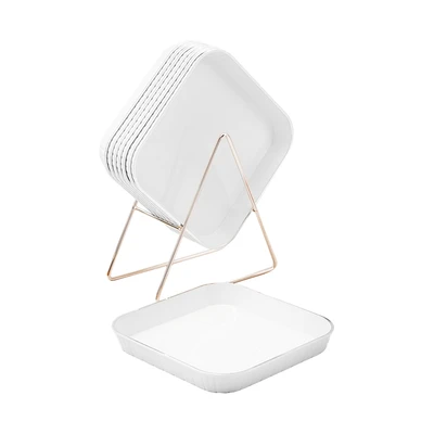 Gambar Culinart Chikku Piring Saji Dengan Holder Besi Set 9 pcs - Putih Ivory
