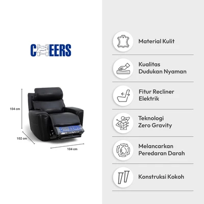 Gambar Cheers Marcelo Sofa Recliner 1 Seater - Hitam