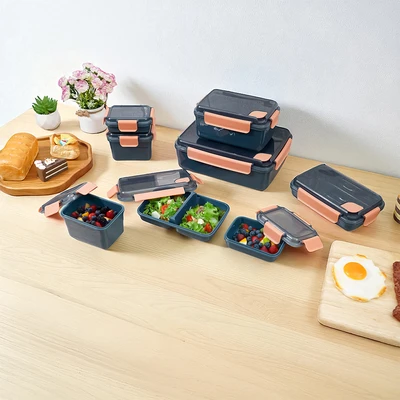 Gambar Picas Wadah Makanan Clip Lock Two Tone Set 8 pcs - Biru
