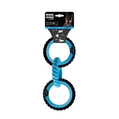 Gambar M-Pets Mainan Anjing Ring King Triple - Biru Capri/Hitam