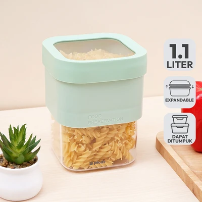 Gambar Picas Exta Stoples Plastik 1.1 Liter Transparan - Hijau
