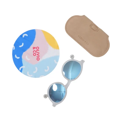 Gambar Olivio & Co Sunnies Kacamata Sunglasses Oval Tr90 Curve - Putih/Biru