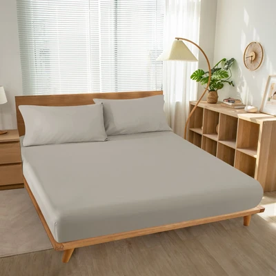 Gambar Informa 160x200 cm Seprai Queen Katun Fitted - Cokelat Muda