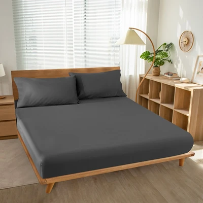Gambar Informa 180x200 cm Seprai King Katun Fitted - Abu-Abu Tua