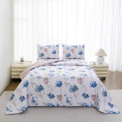 Gambar Informa 180x200 cm Set 6 Pcs King Microfiber Yuna - Biru/Cokelat Muda