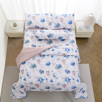 Gambar Informa 180x200 cm Set 6 Pcs King Microfiber Yuna - Biru/Cokelat Muda