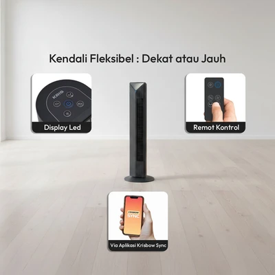 Gambar Krisbow Sync Smart Kipas Angin Berdiri WiFi - Hitam
