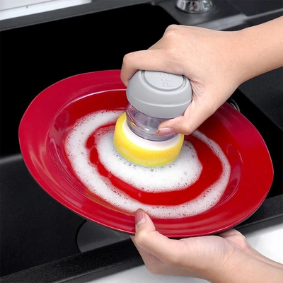 Gambar Proclean Set Sikat Piring Dengan Dispenser Sabun - Putih/Abu-Abu